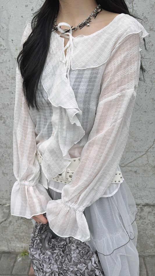 [ 預訂⋆𐙚 ̊. ] [ 超美的 blosue! ] frilled blouse / white