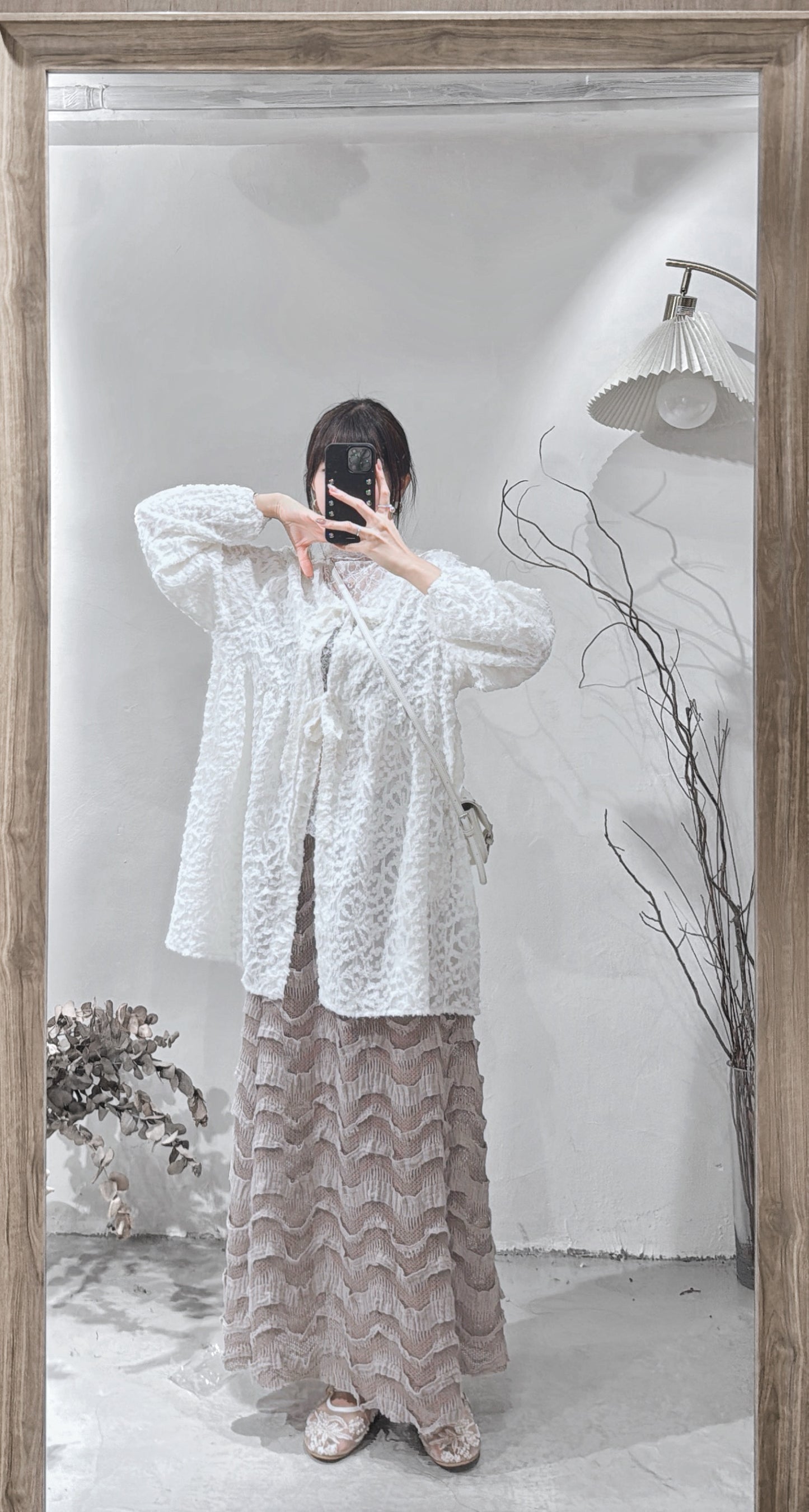 [ 現貨/預訂˚⊹♡ ] jacquard outer / white