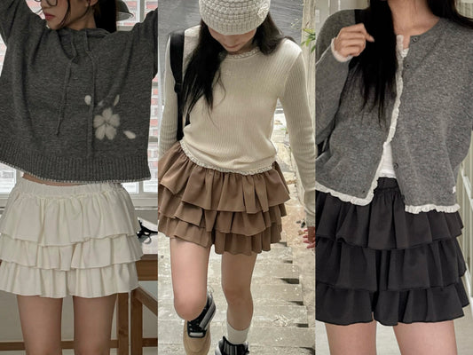[ 預訂 ] layered skirts shorts/ 3 colors