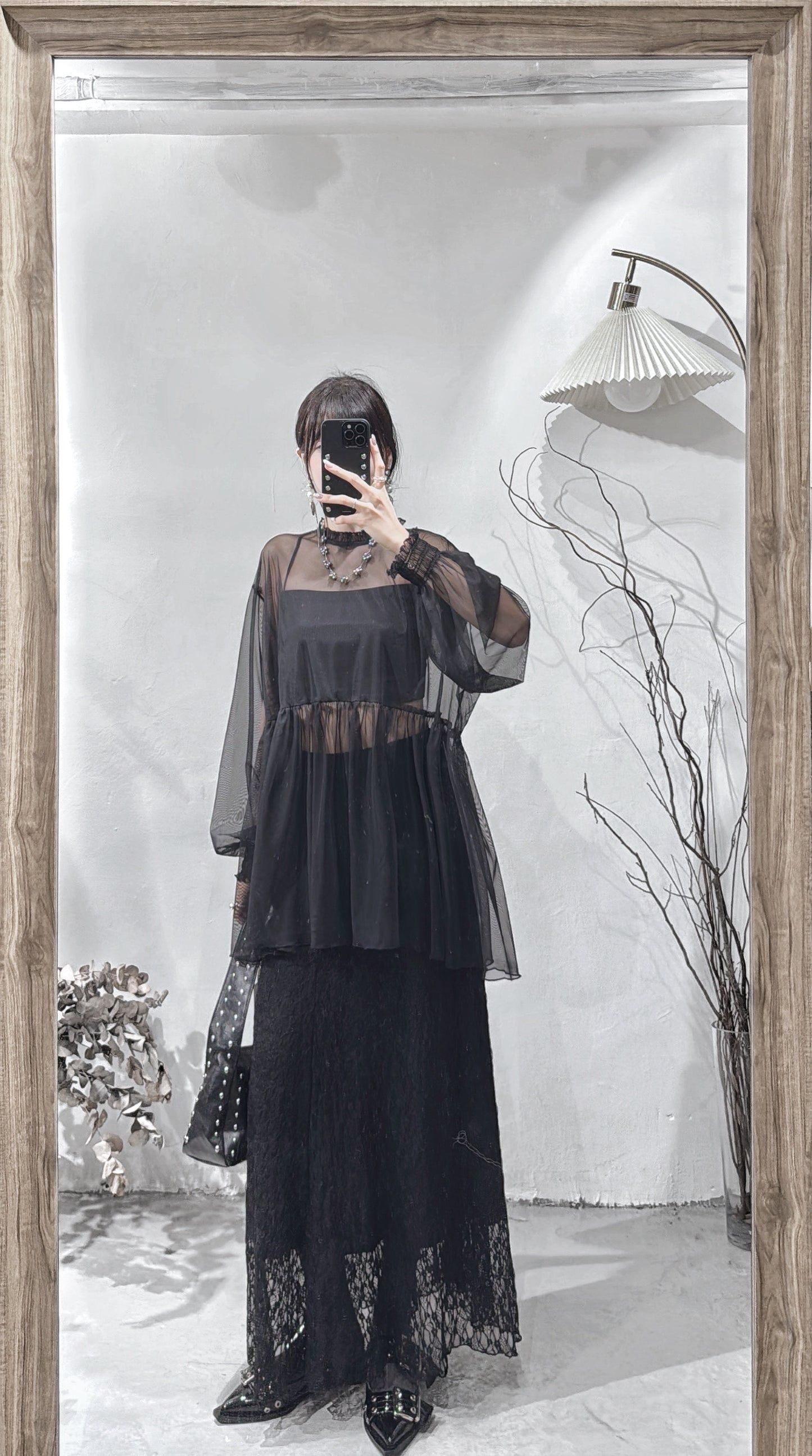 [ 現貨/預訂 ⋆.𐙚 ̊ ] [ 輕身！通透感！] Collared blouse / black