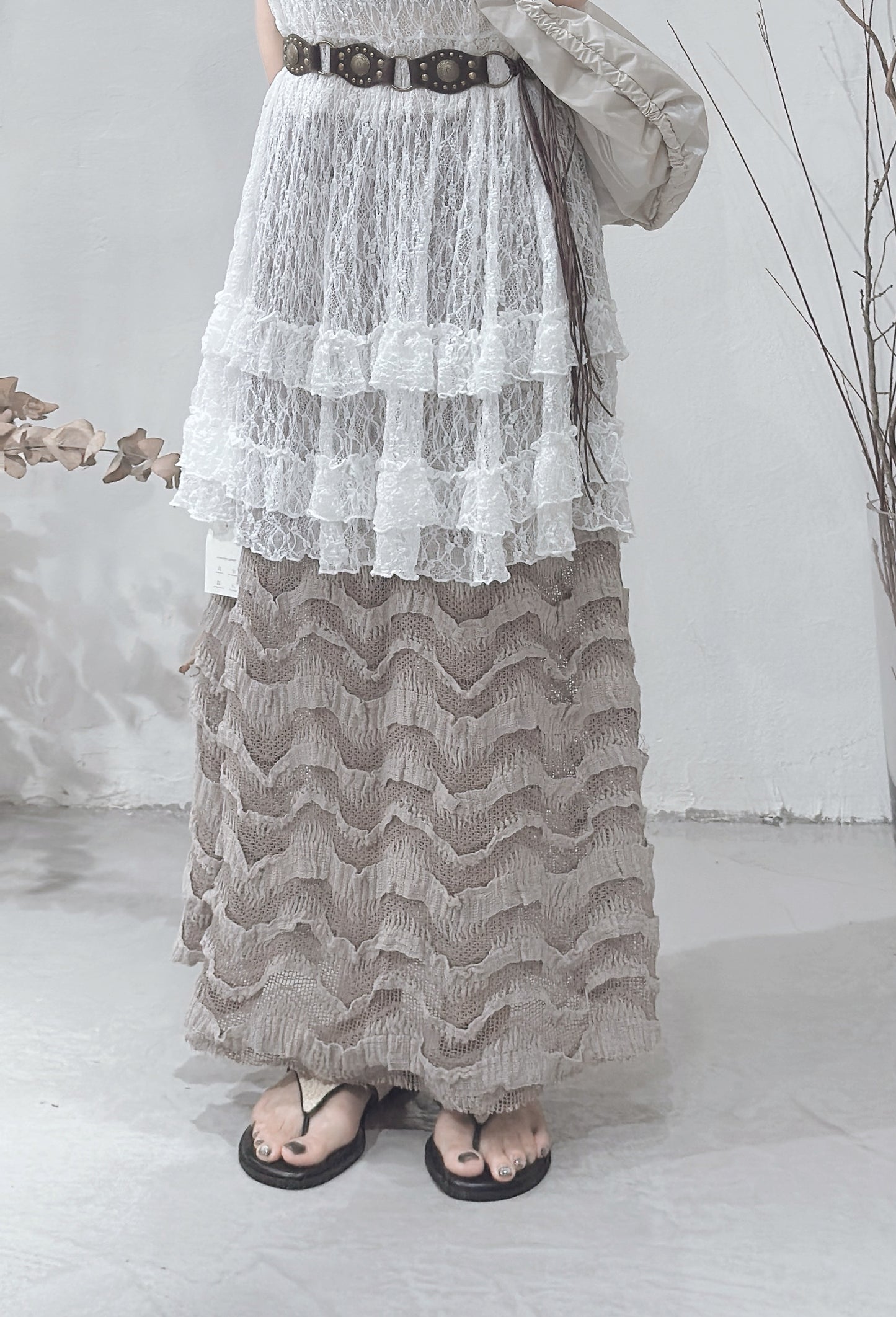 [ 預訂 ⋆ 𐙚 ̊. ] feather wave skirt / 3 colors