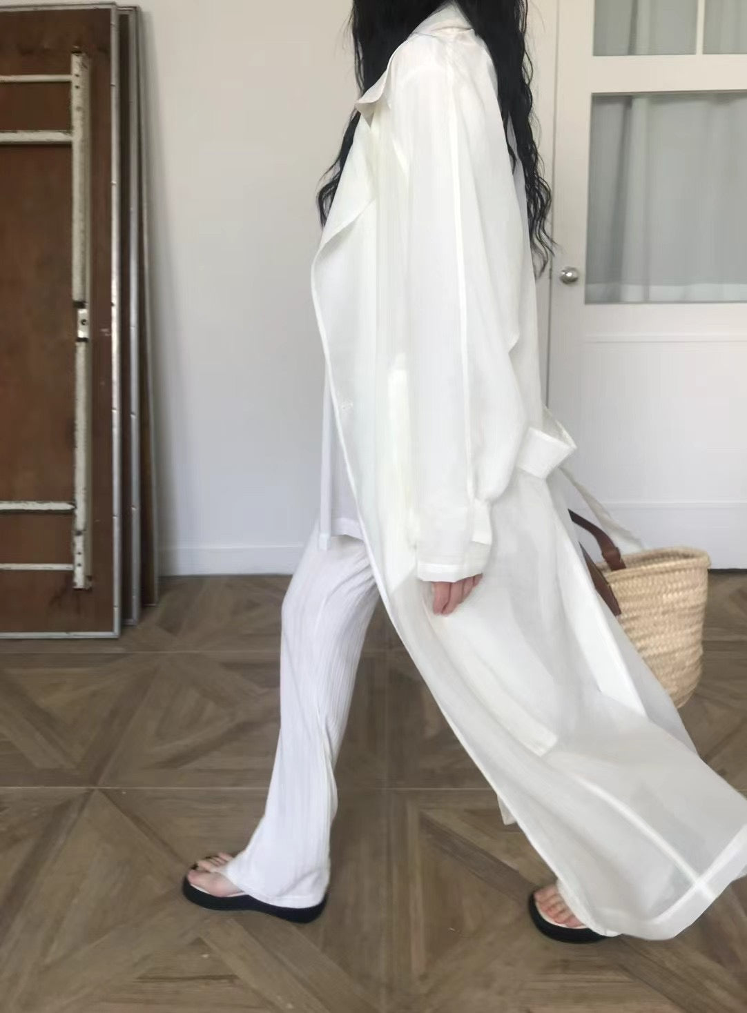 [ 預訂 ] See through trench coat / white
