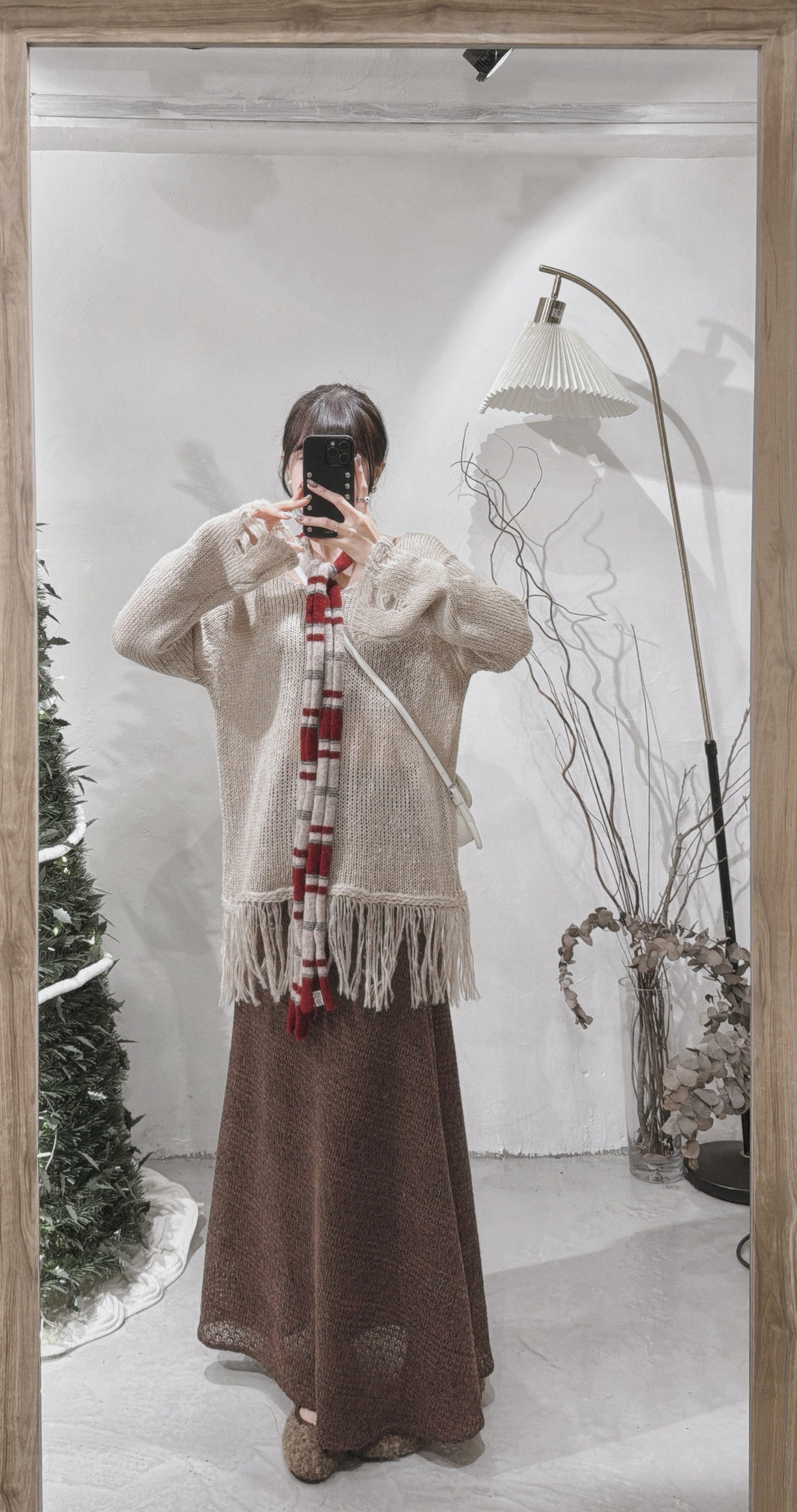 [ 預訂  📷 ༘ ⋆｡ ˚ ]fringed knit / khaki