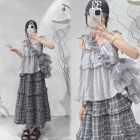 [現貨！] Ruffle luna cami / grey