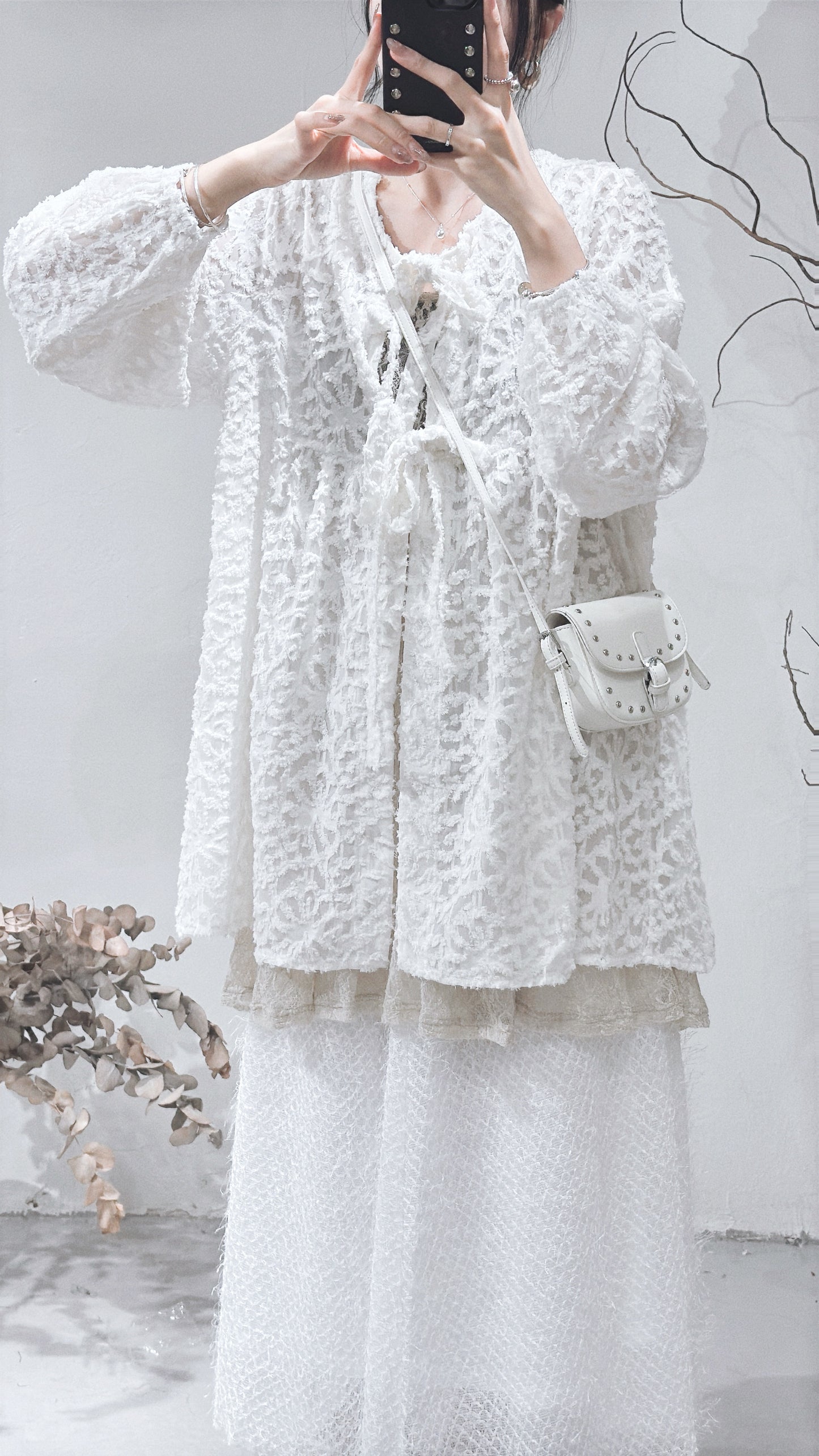 [ 現貨/預訂˚⊹♡ ] jacquard outer / white