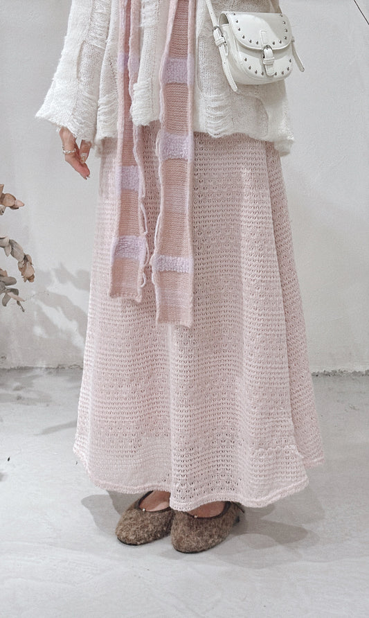 [ 現貨！新年限定 𝐏𝐈𝐍𝐊 𝐂𝐎𝐋𝐎𝐑  ] [ DDD MADE ˚.🎀༘⋆] knit mermaid skirt / pink