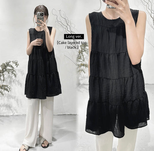 【new!】cake layered top/ black (long ver.)