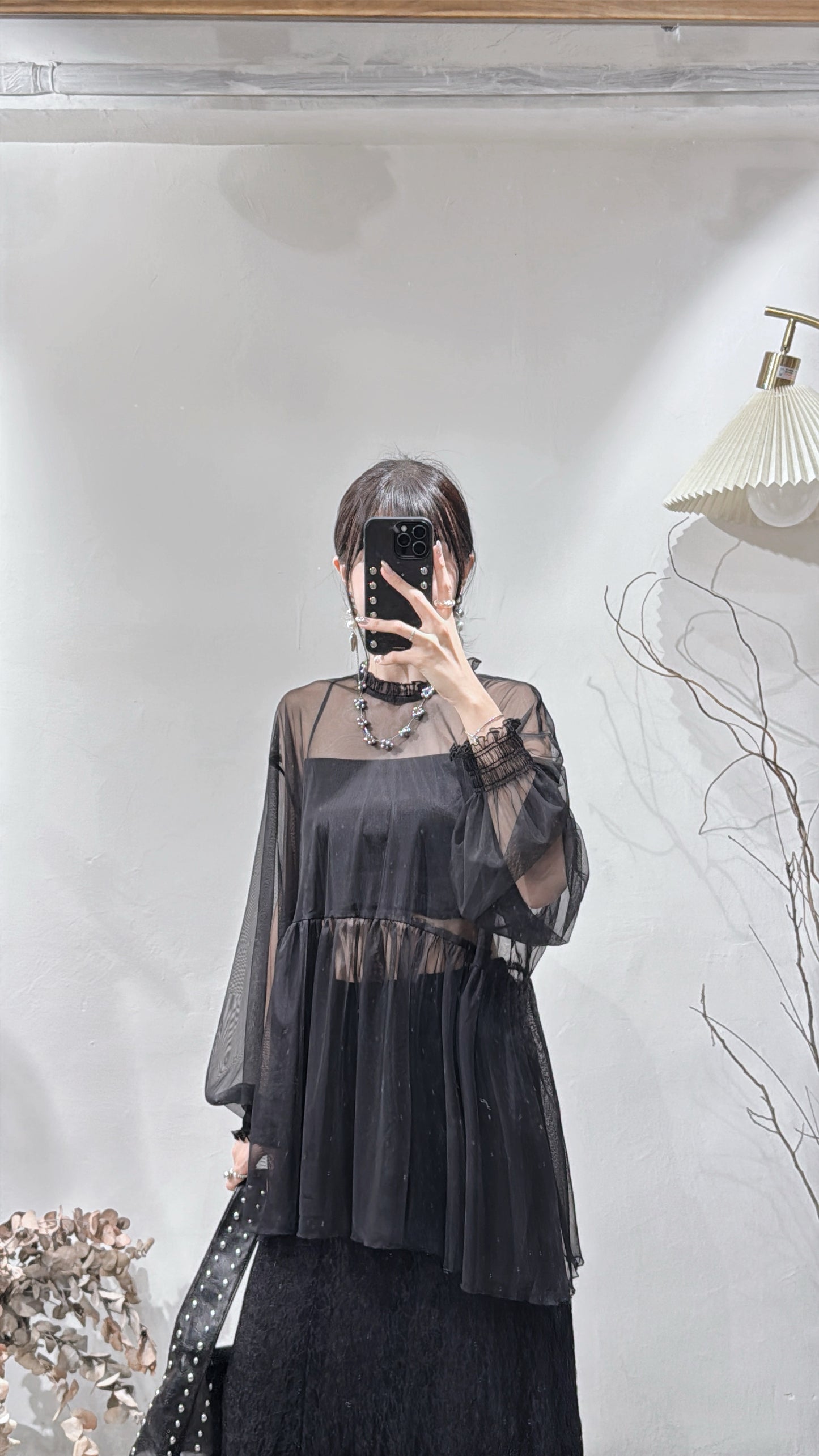 [ 現貨/預訂 ⋆.𐙚 ̊ ] [ 輕身！通透感！] Collared blouse / black