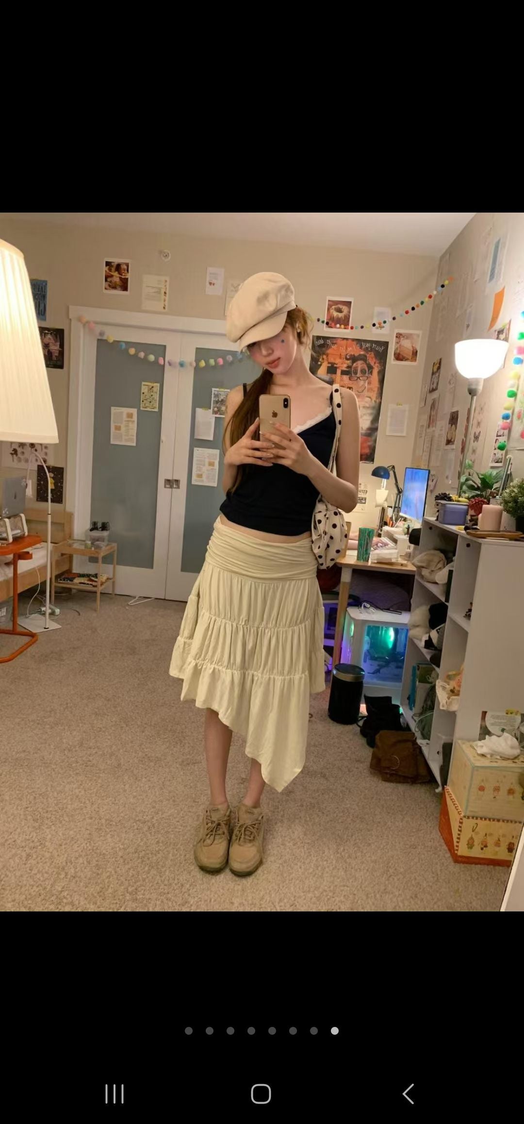［ 預訂 🐈‍⬛✨ ] Tiered Drape Midi Skirt / cream