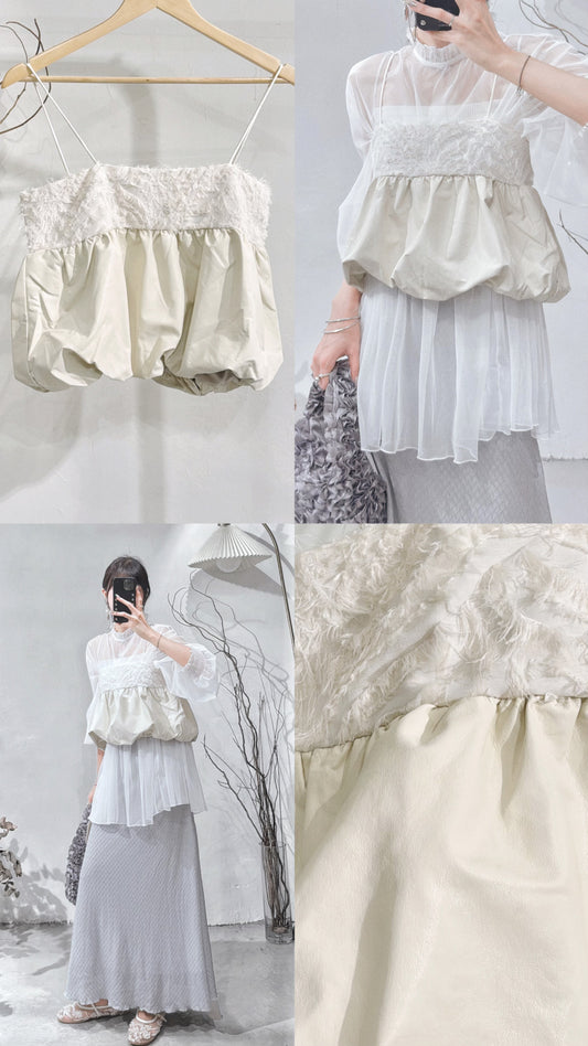 [ 現貨在途 ⋆.𐙚 ̊ ] [ 限量！] feather balloon cami