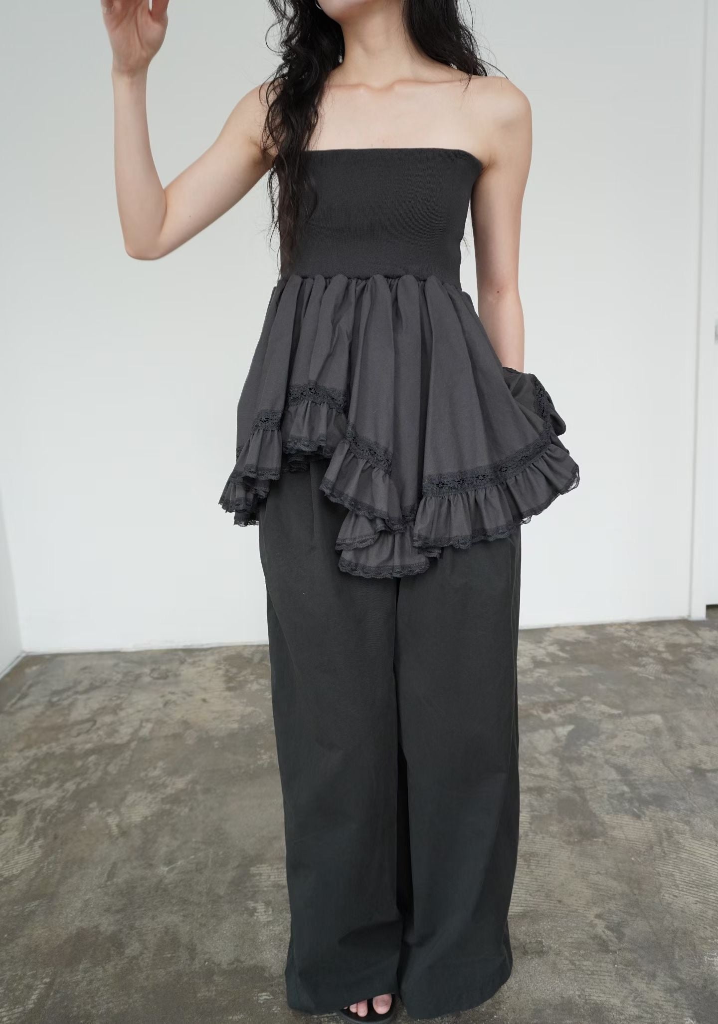 [ 預訂🪽⋆ ՙִՙ ] [ 2-ways! ] ruffle pleated tube dress • 2 colors