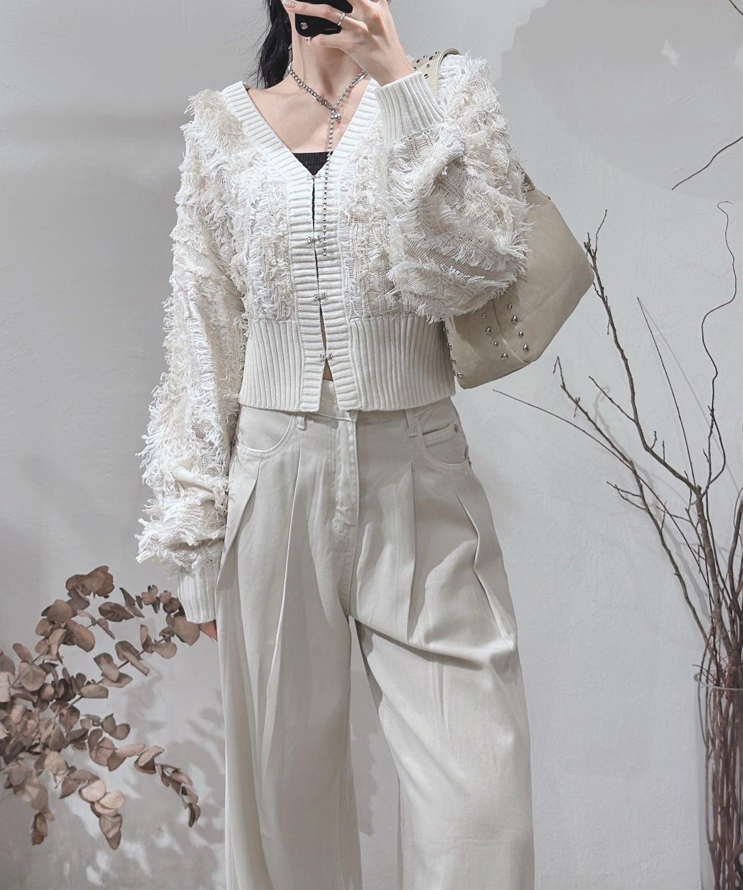 [ 現貨 ˚.🎀༘⋆] [ 限量！完售即止！] fringed outer / ivory