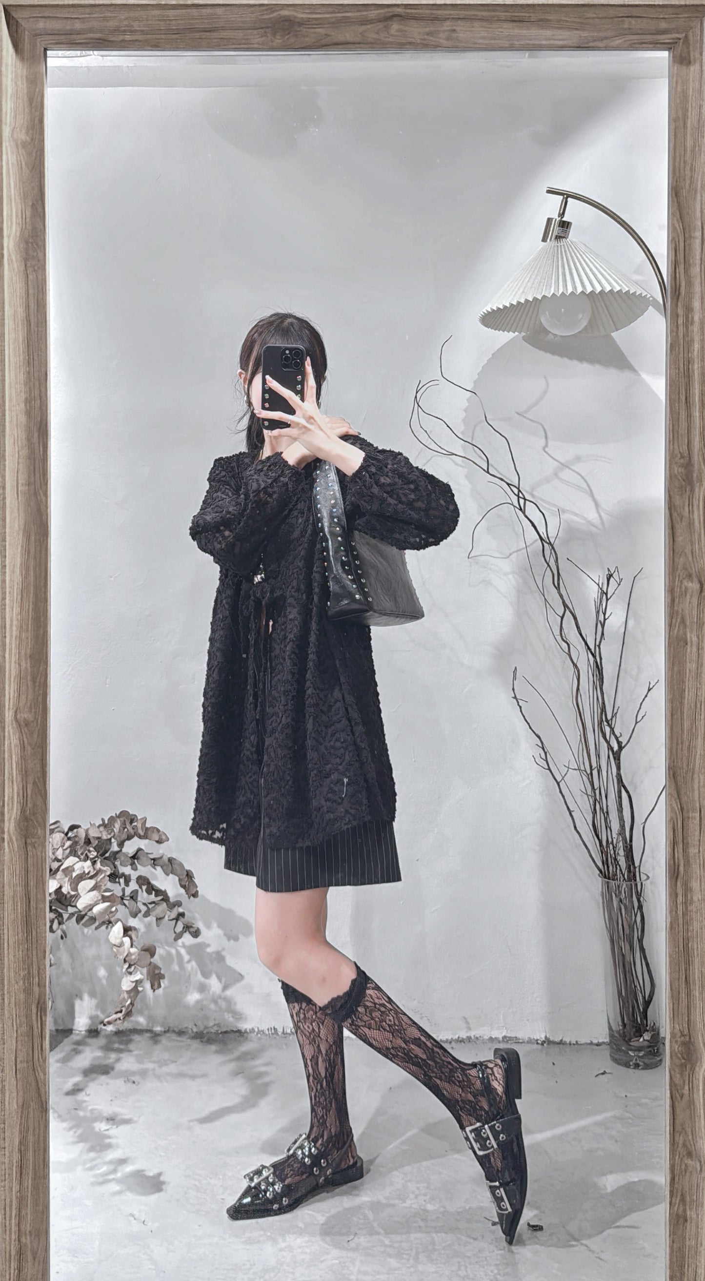 [ 現貨/預訂˚⊹♡ ] jacquard outer / black