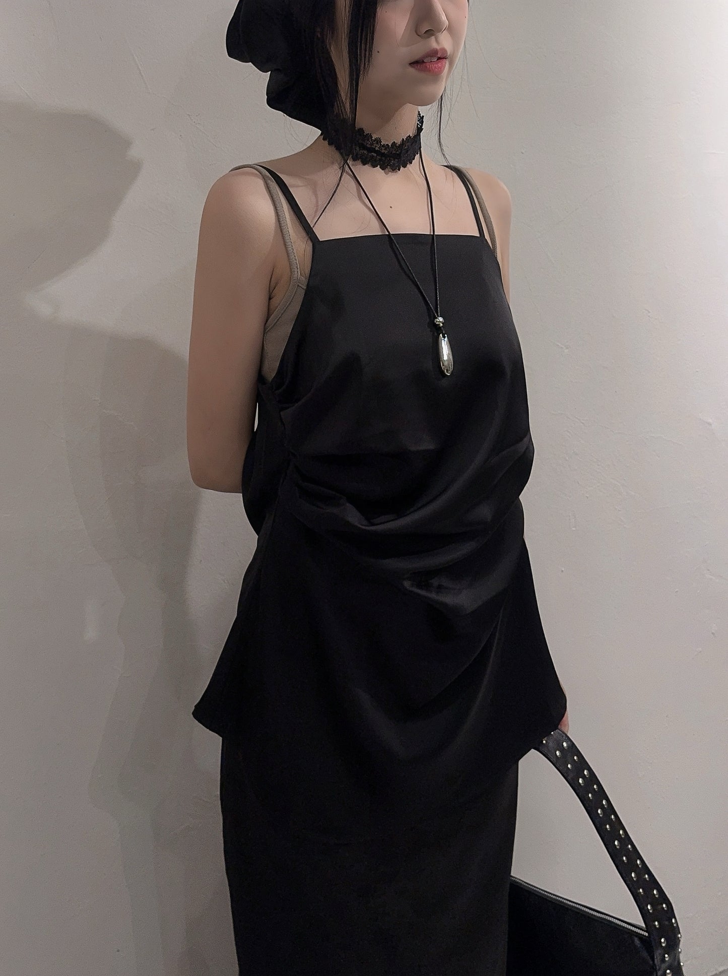 [ 現貨 / 預訂  ₊˚⊹♡ ] satin vest [ with scrunchie ] / 2 colors