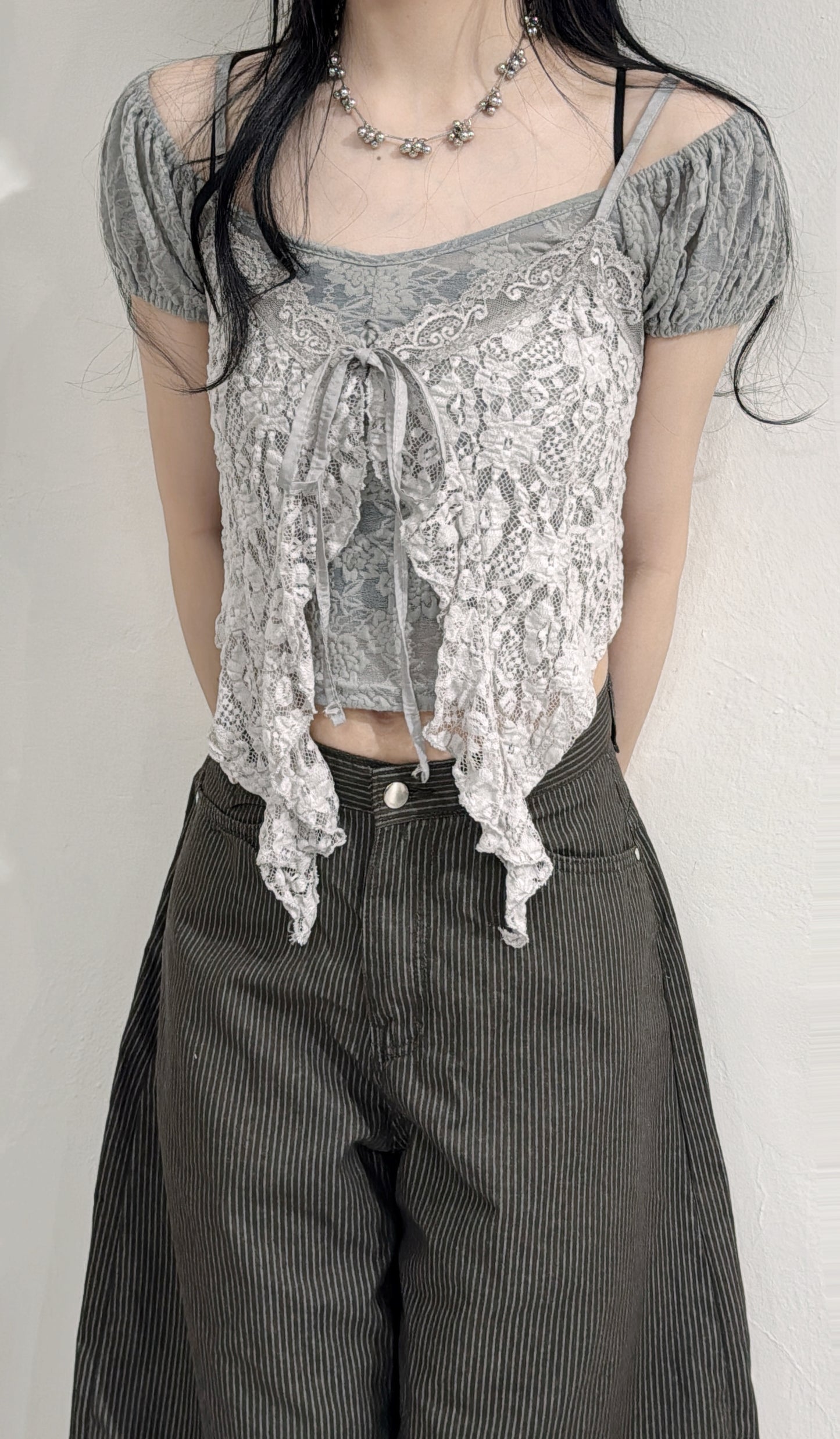 [ 四月 set ˚🎾 ✧.* ] [ 一套兩件 ] top set 0435 •  grey