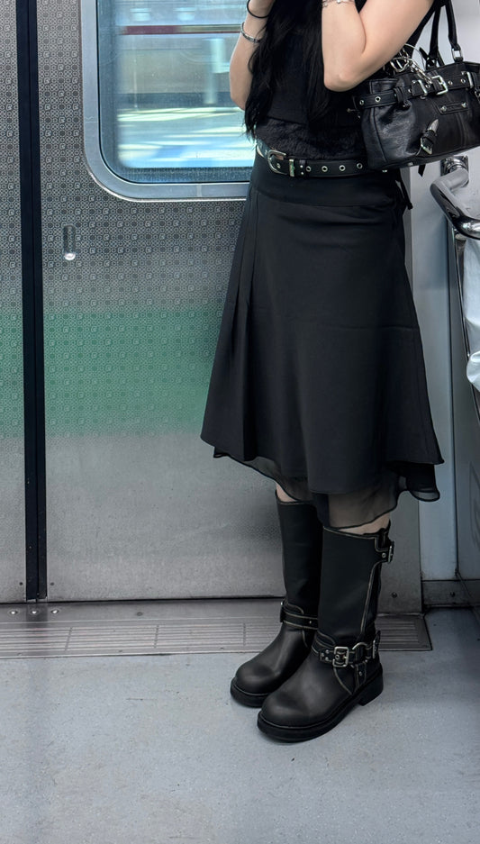 [ dudeinKR 限時連線價！🇰🇷⋆. ] layered side tied skirt / 2 colors