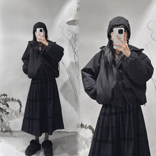 [ 🎀必收荷葉邊抽繩外套！] ranni jacket/ black