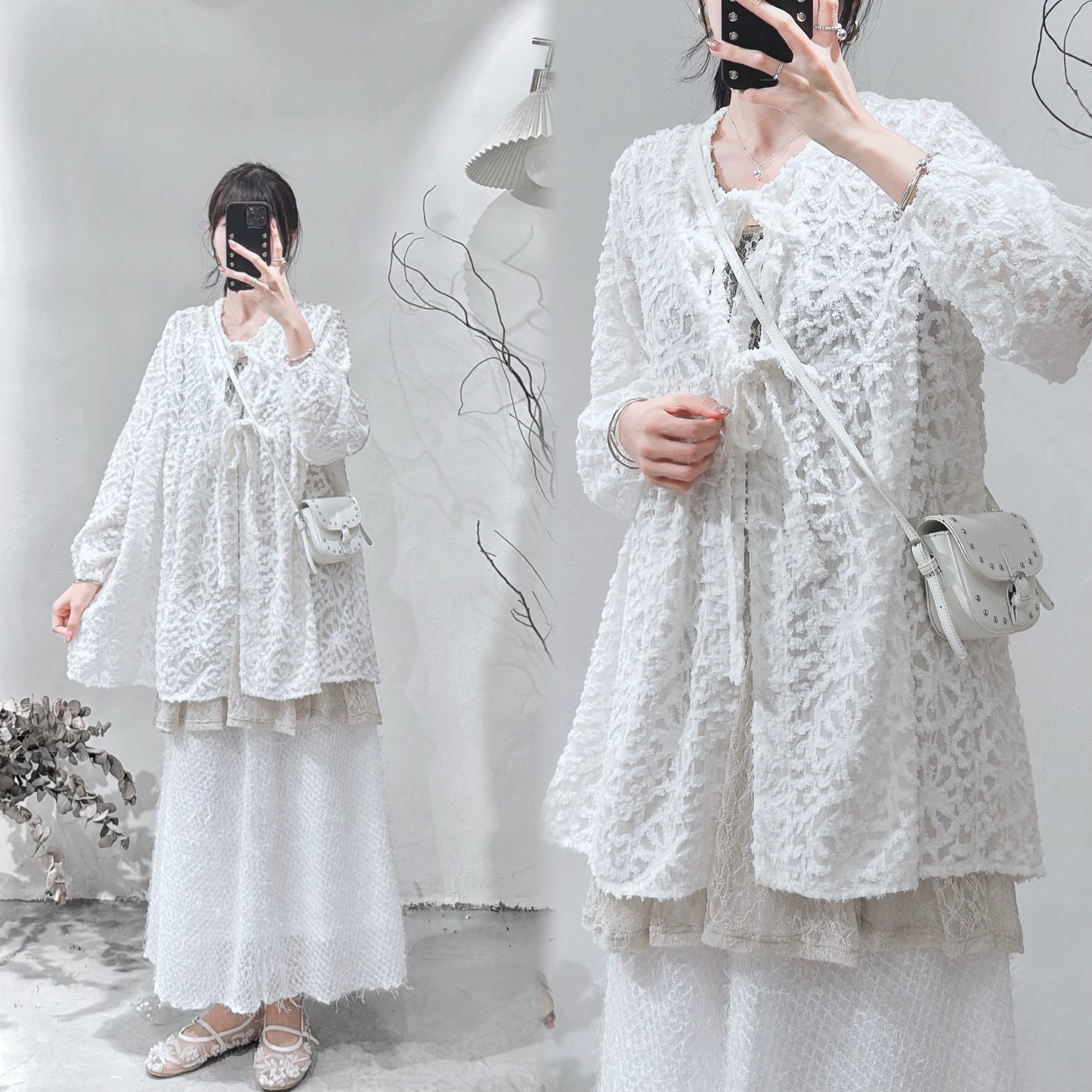 [ 現貨/預訂˚⊹♡ ] jacquard outer / white