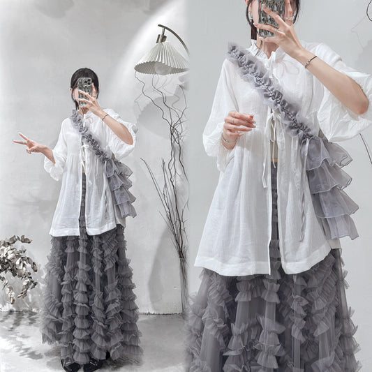 [ 現貨 / 預訂  ⋅˚₊‧ ] ballon sleeve bonnie top / white