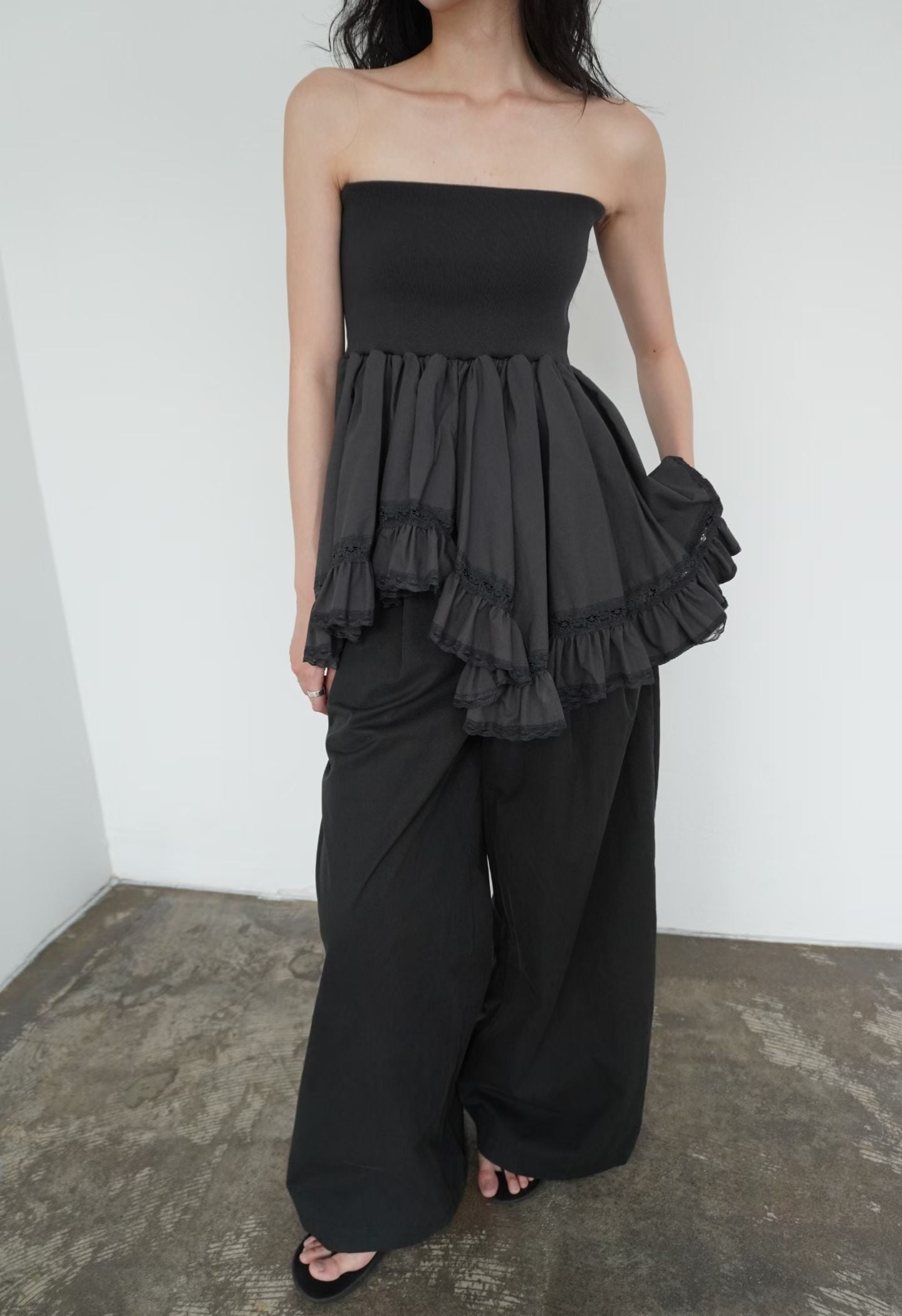 [ 預訂🪽⋆ ՙִՙ ] [ 2-ways! ] ruffle pleated tube dress • 2 colors