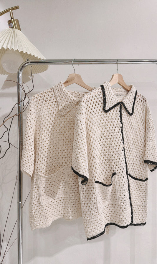 [ 現貨/預訂˚⊹♡ ] okinawa crocheted shirt / 2 colors