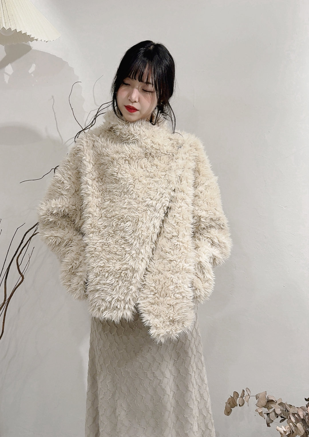 [ 預訂！˚.🎀༘⋆] [ 超保暖！] fur collared jacket / ivory