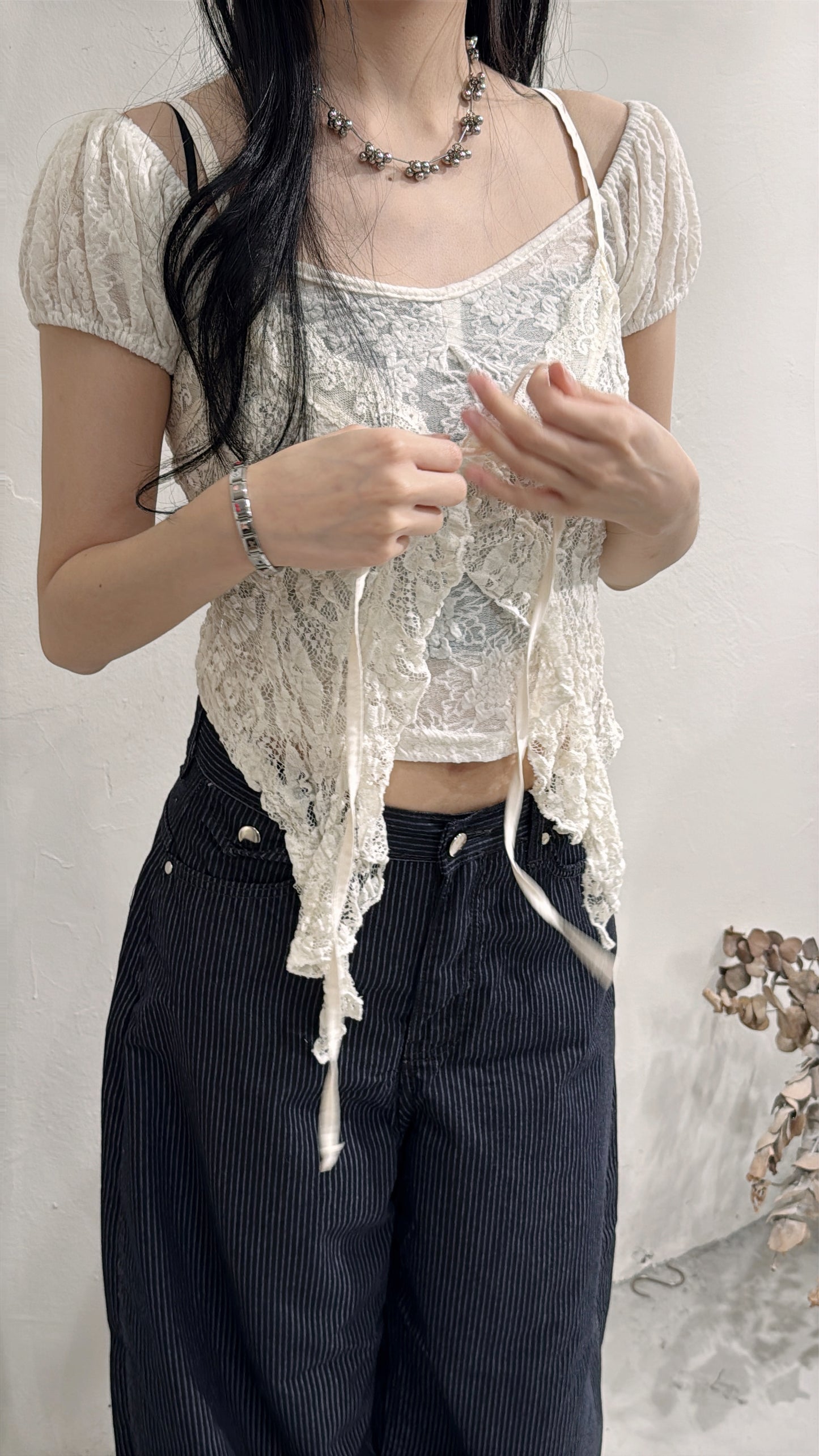 [ 四月 set ˚🎾 ✧.* ] [ 一套兩件 ] top set 0435 •  ivory