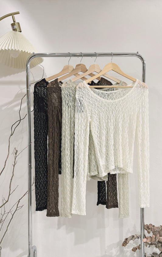 [ 現貨 / 預訂 ˖᯽ ݁˖ ] [ 有彈性！] U-neck lace top / 4 colors