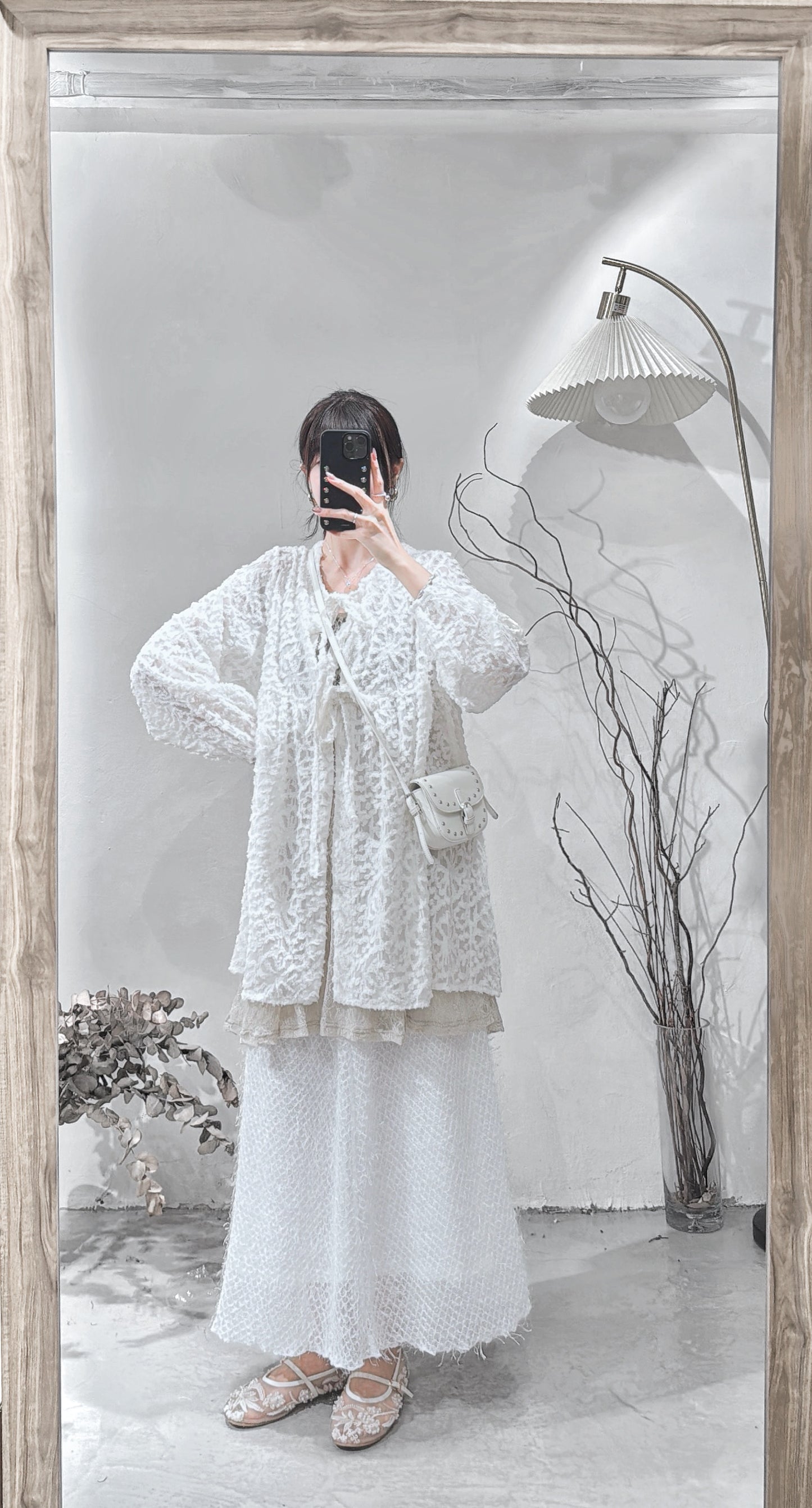 [ 現貨/預訂˚⊹♡ ] jacquard outer / white