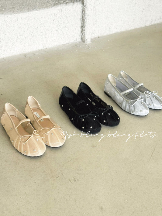 [ 店主強推！預訂⋆⁺₊❅⋆ ] mesh bling bling flats / 3 colors