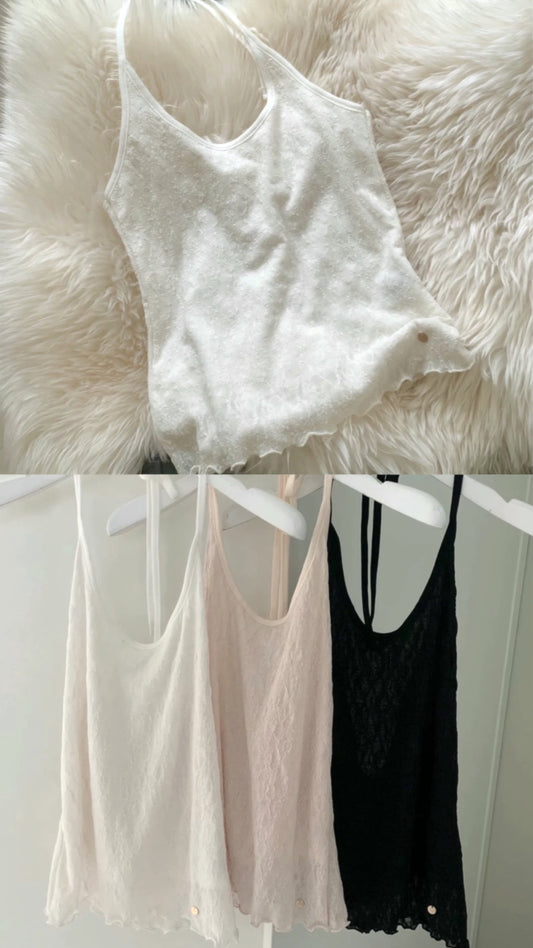 [ ⋆𐙚 ̊. 預訂 ] [ 店主自留款！] halter lace cami / 3 colors