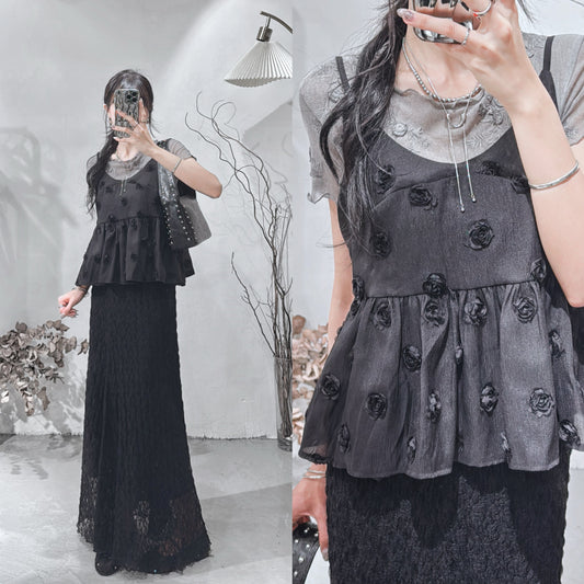[ 預訂  ₊˚⊹♡ ] [ my picks! ] rose cami / black