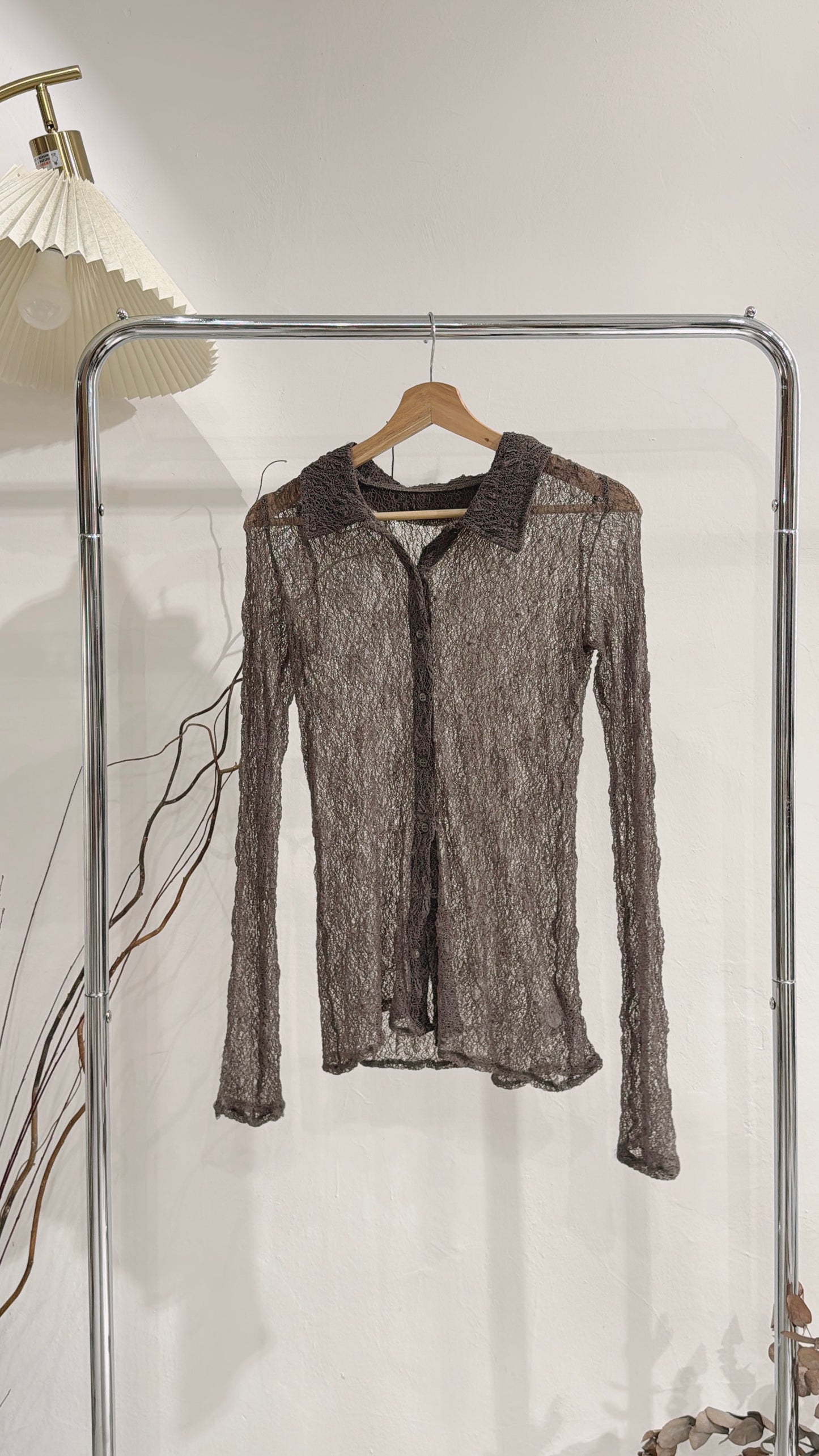 [ 現貨/預訂 ˚⟡˖ ࣪] [店主自留! ݁ ˖Ი𐑼⋆] lace polo top / brown