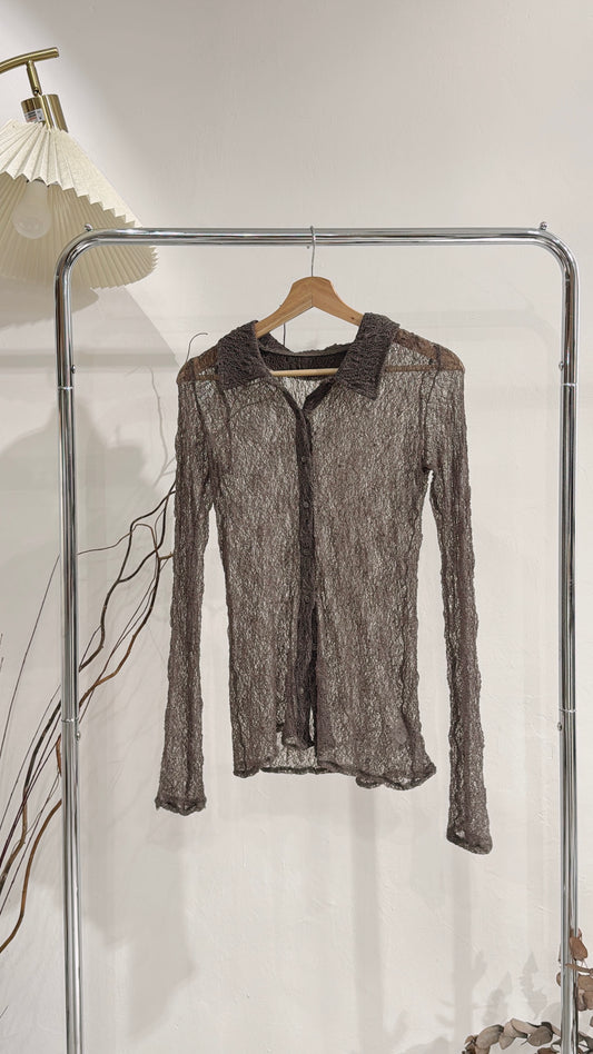 [ 現貨/預訂 ˚⟡˖ ࣪] [店主自留! ݁ ˖Ი𐑼⋆] lace polo top / brown