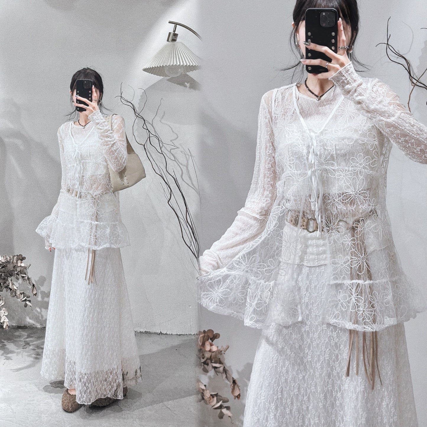 [ 現貨/預訂  📷 ༘ ⋆｡ ˚ ] bling bling floral vest / white