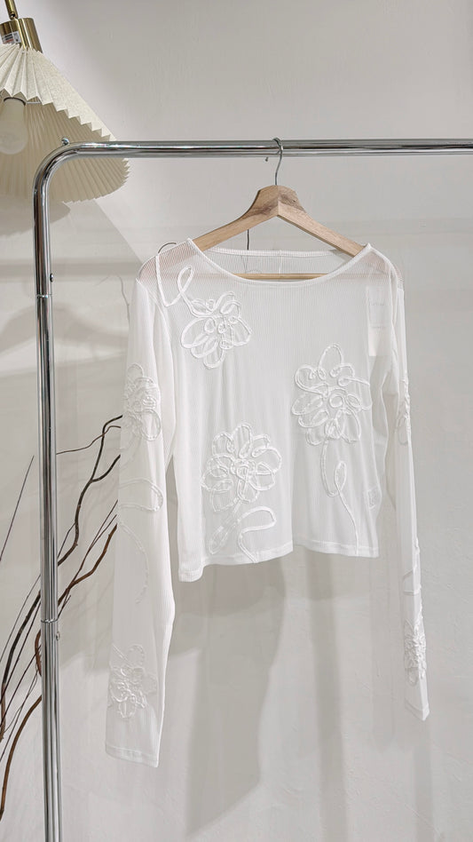 [ 限量現貨 ˚⟡˖ ࣪] handdrawn line top / white