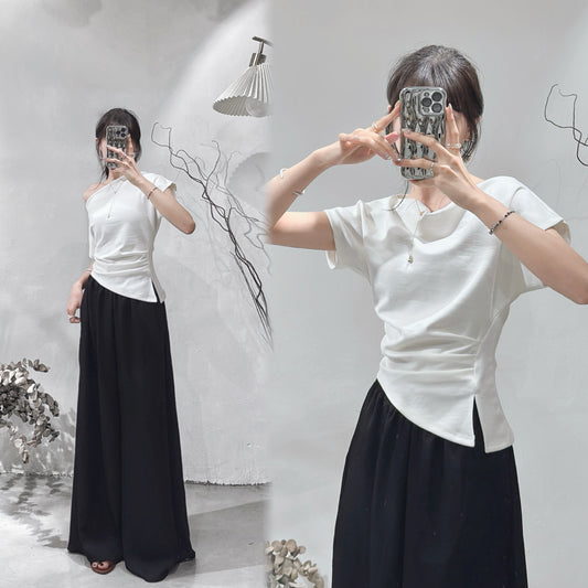 [ 預訂 ࣪𖤐.ᐟ ] [ 店主大愛！] Off shoulder pika top / white