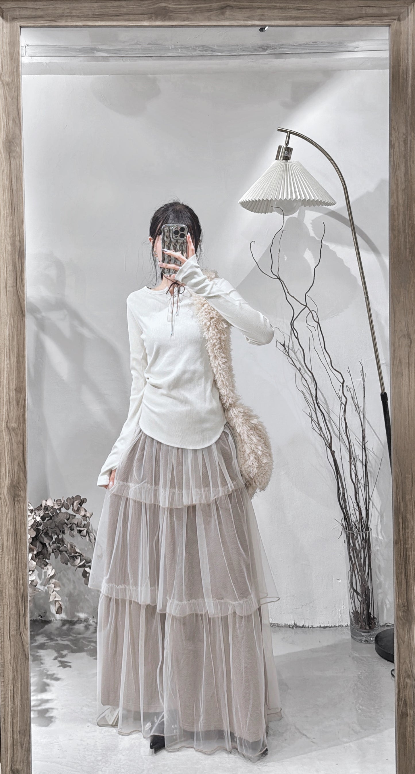 [ 現貨/預訂𐙚⋆˚ ] [ new color! ] [ earth tone 愛好者必入手！] sheer cake skirt / brown