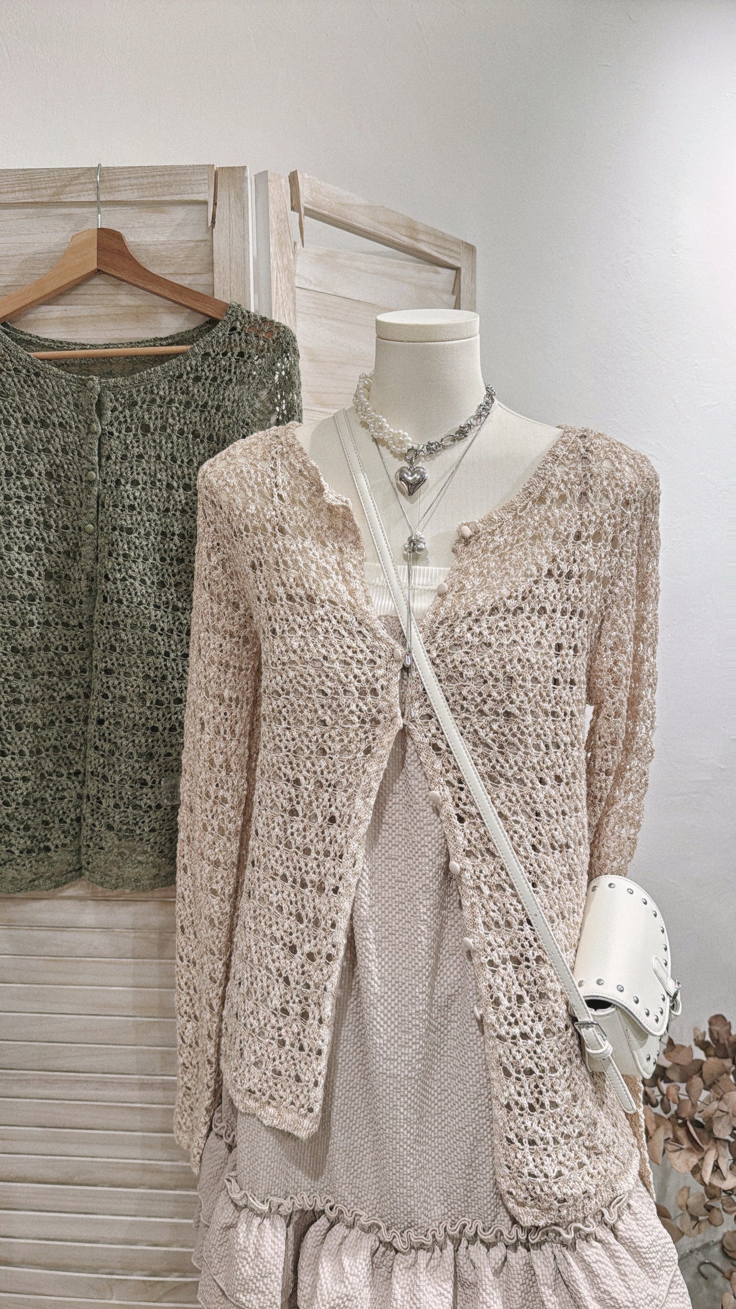 [ 現貨 𐙚˙⋆.] crocheted outer / beige