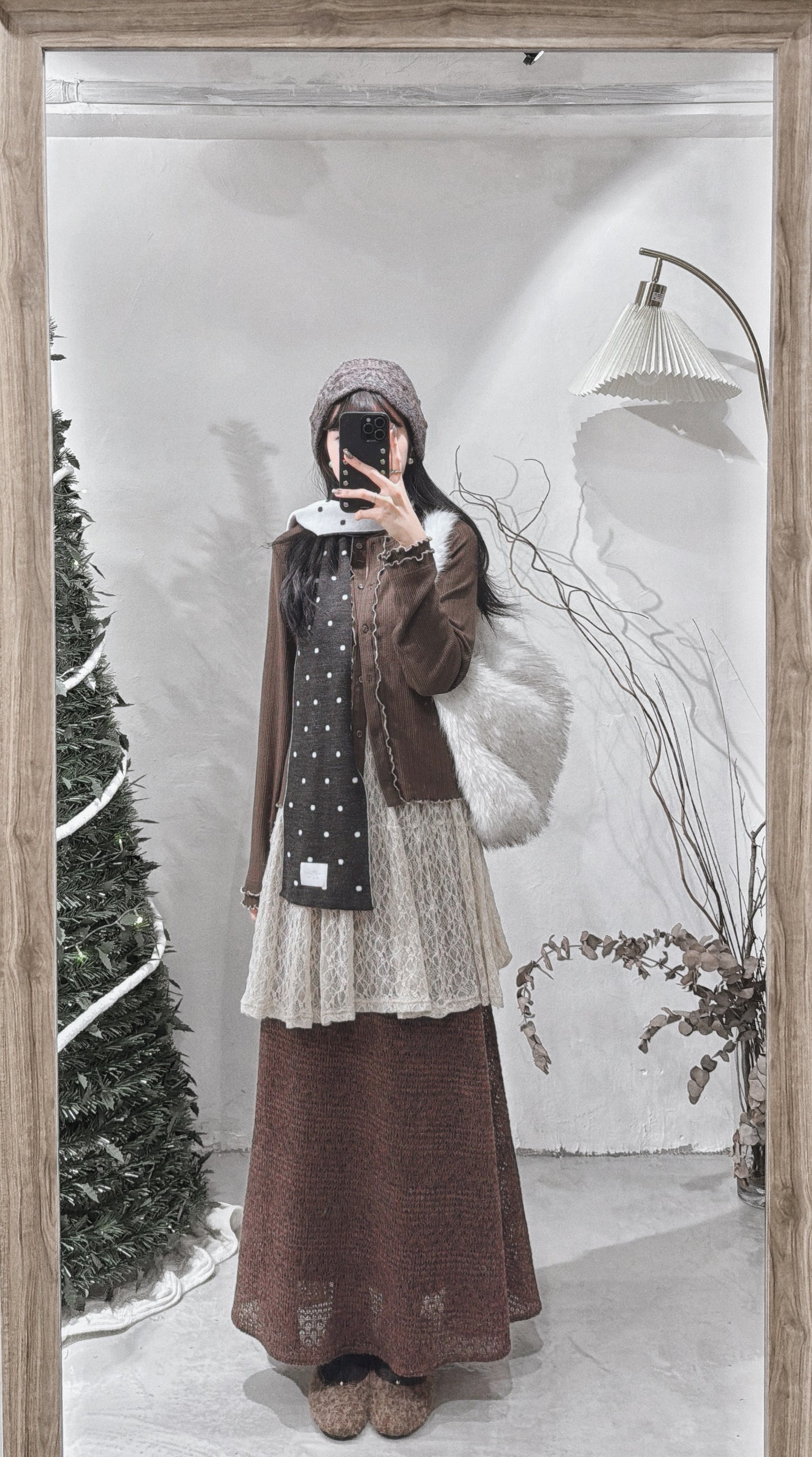 [ 現貨/預訂⋆⁺₊❅⋆ ] ruffle striped 2-ways top / brown