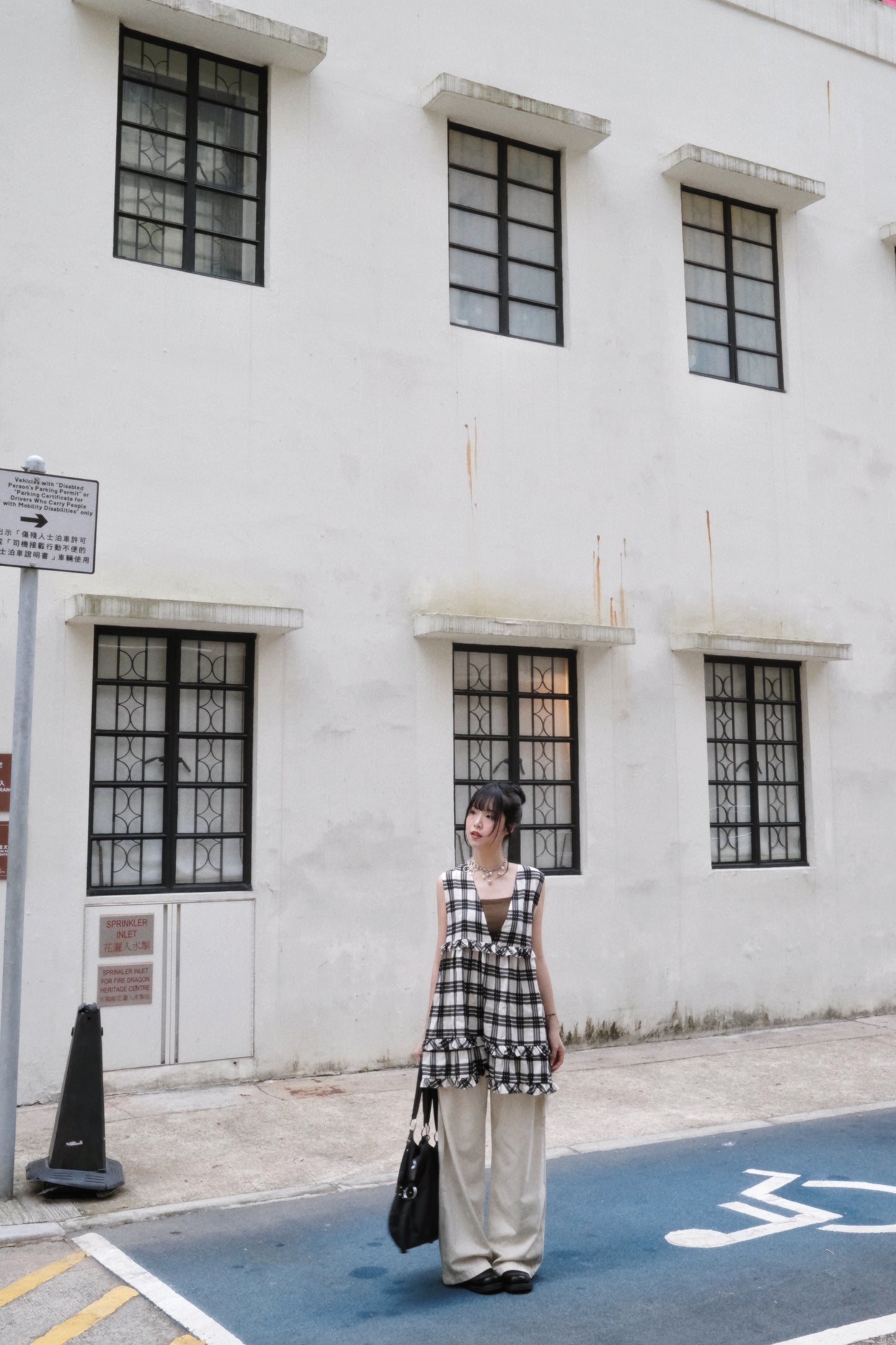 [ 現貨/預訂 .˚‧💭] Checkered 2-ways vest / 2 colors