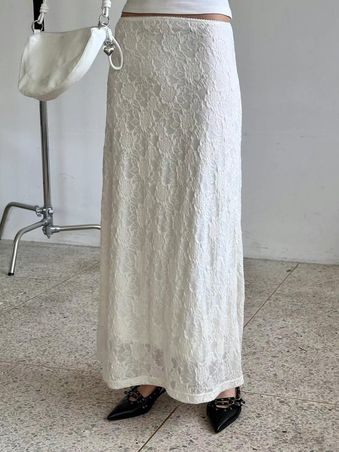 [ 預訂 📑𓂂˚˟ ] floral lace skirt / white