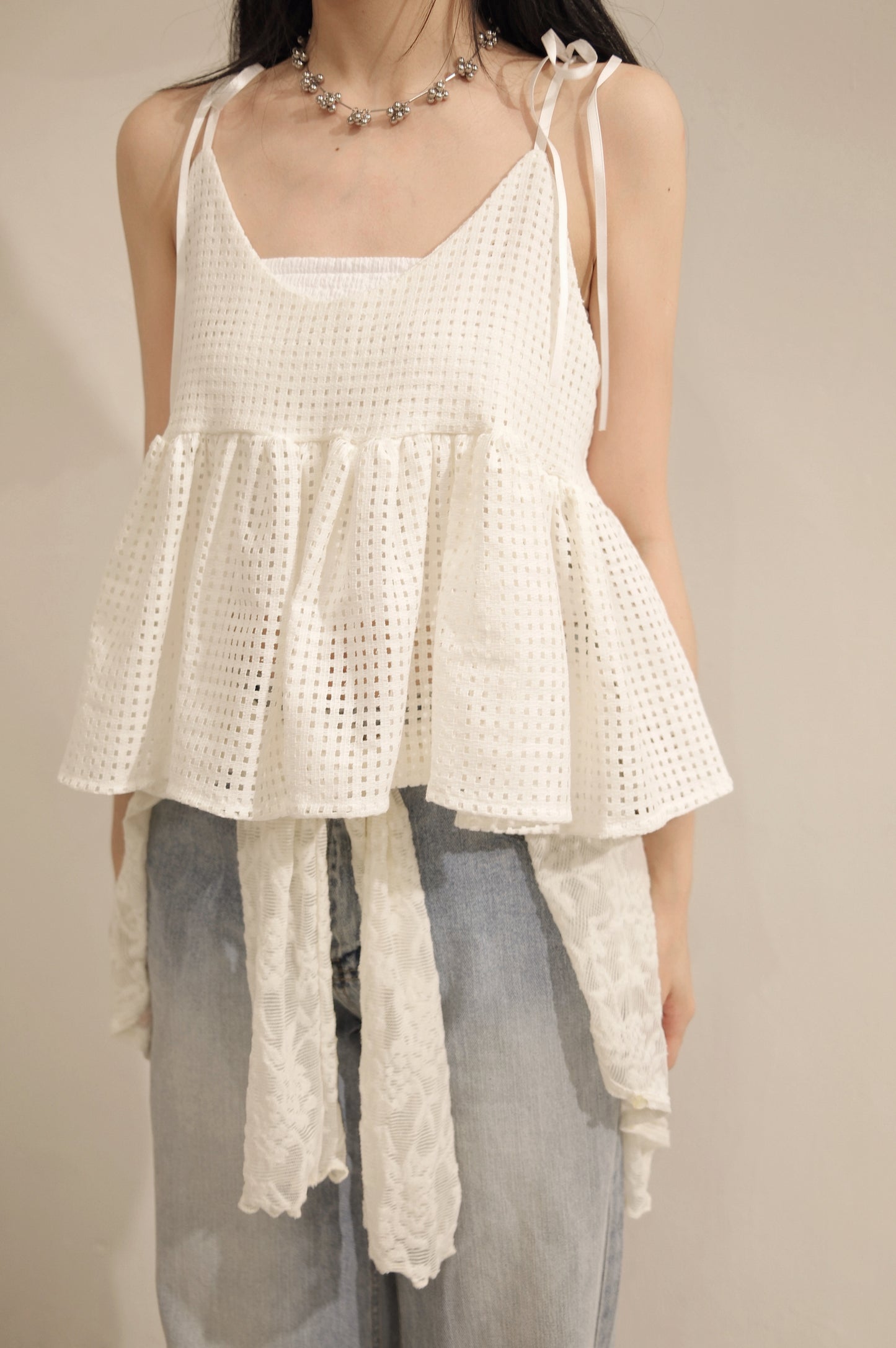 ［   ✮𓂂⋆預訂！超高質！ ] Mesh cami / white