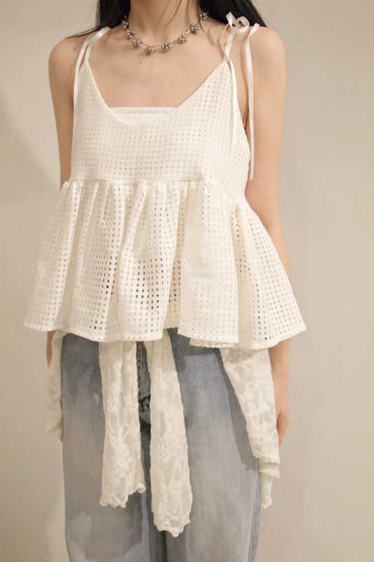［   ✮𓂂⋆預訂！超高質！ ] Mesh cami / white