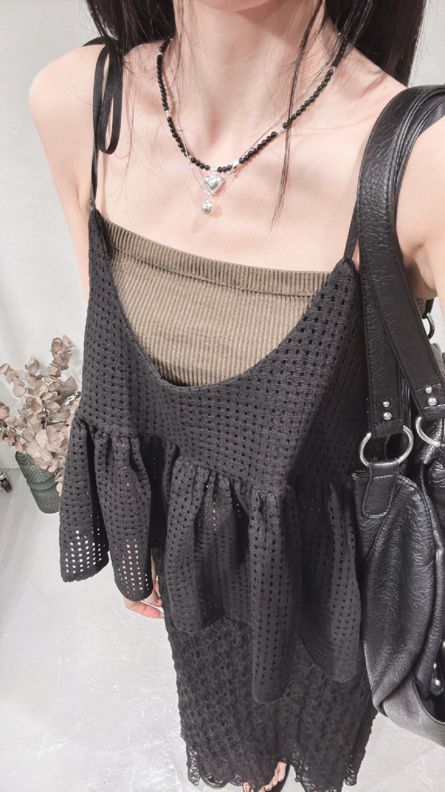 ［   ✮𓂂⋆預訂！超高質！ ] Mesh cami / black