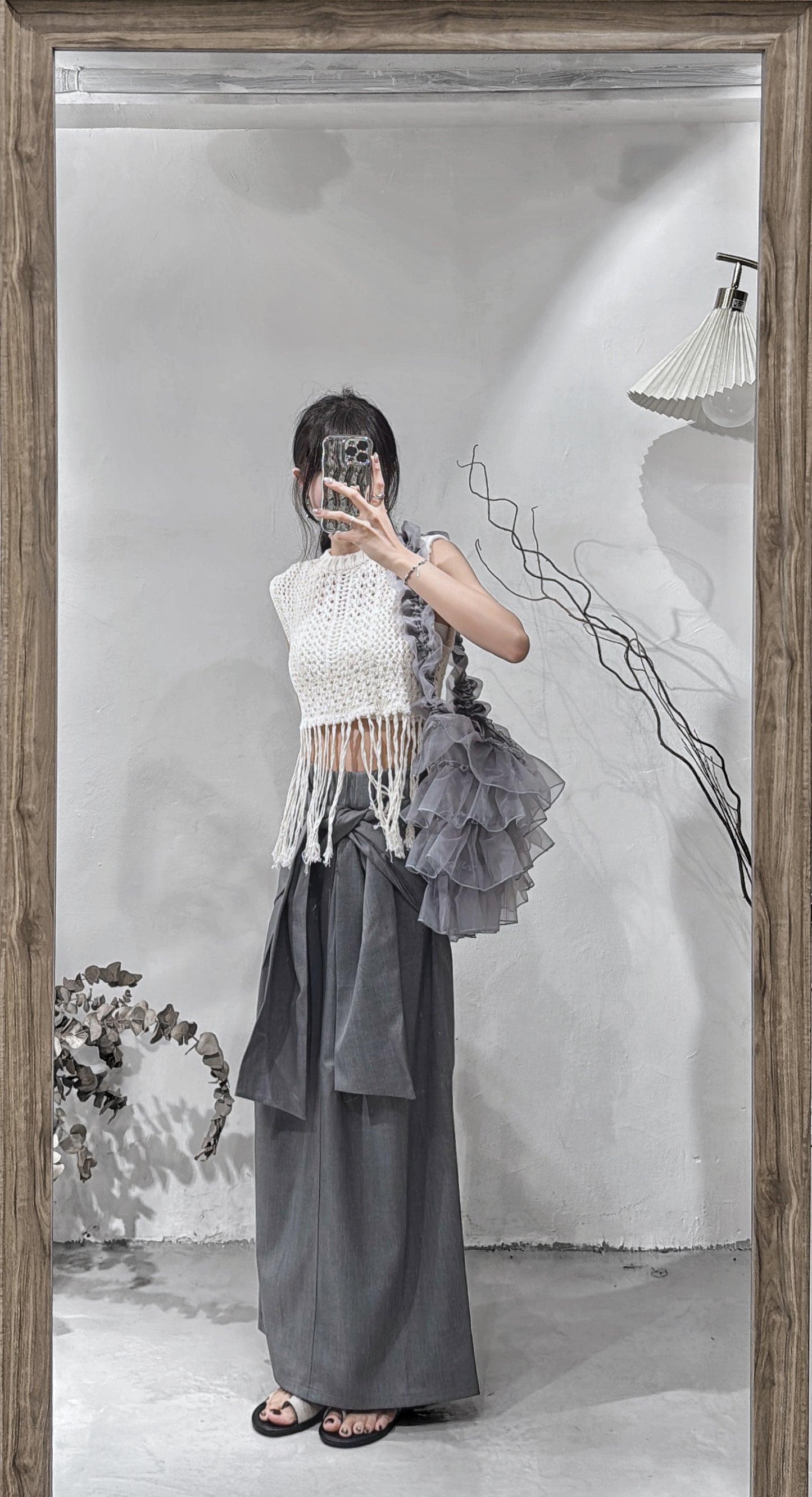 [ 現貨/預訂 ] front tied skirt / grey
