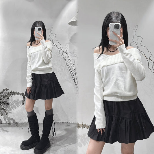 [ basic daily 款! 🪄] wrapped off shoulder top/ white
