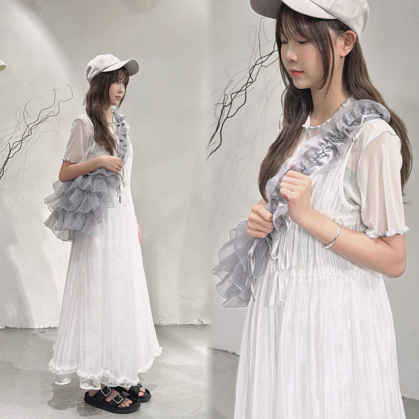 [ 48hrs 限定首批價！⋆˙⟡] Ruffle 邊邊明線撞色 tee / 4 colors