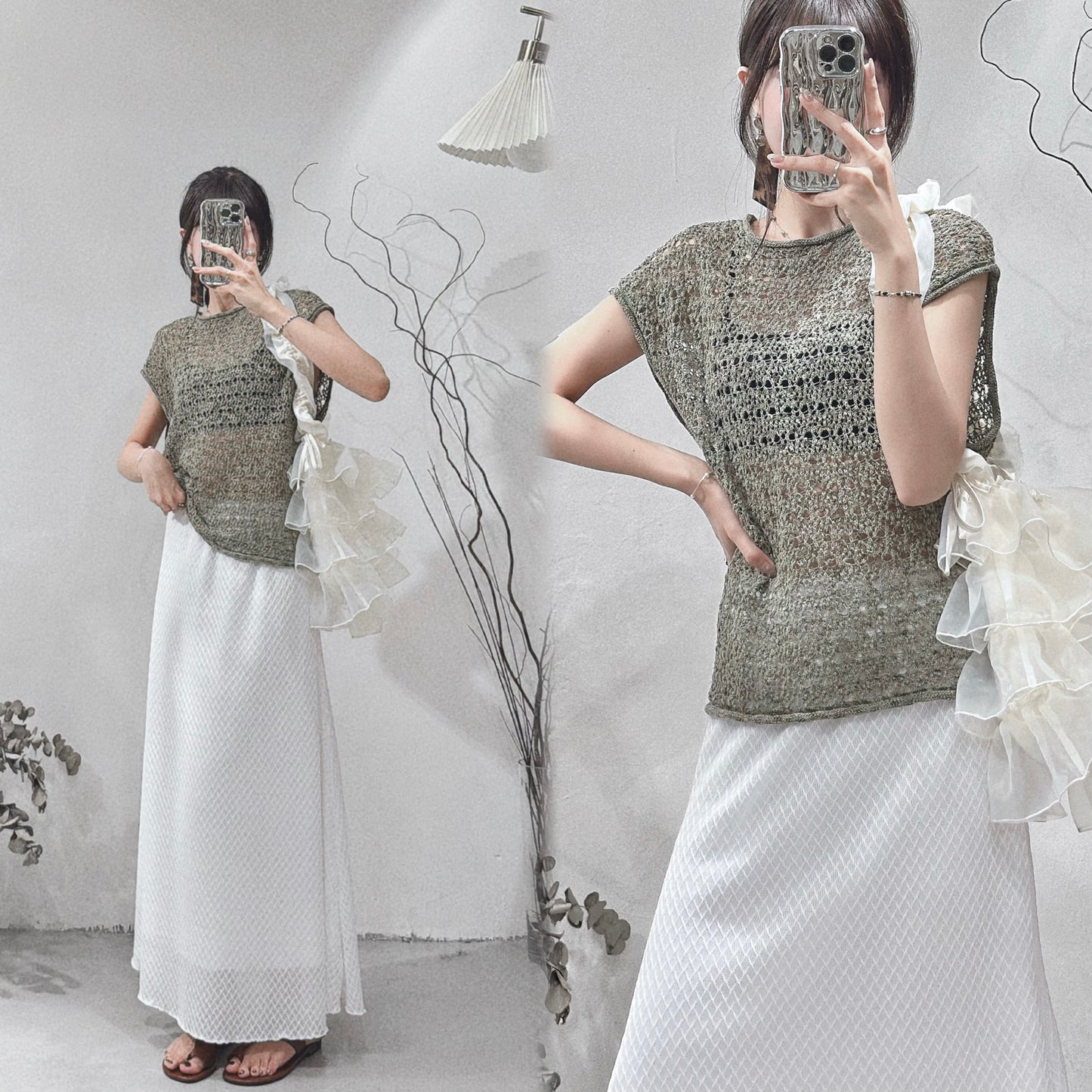 [ 現貨/預訂⋆⭒˚.⋆ ] mesh knit vest / olive