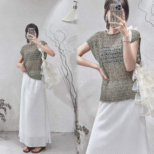 [ 現貨/預訂⋆⭒˚.⋆ ] mesh knit vest / olive